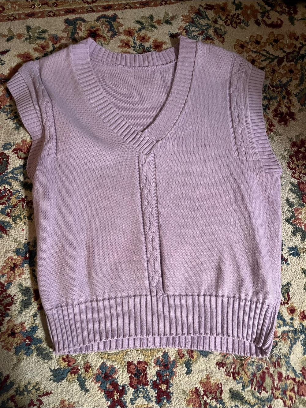 Sleeveless V-Neck Sweater Vest in Light Lavender